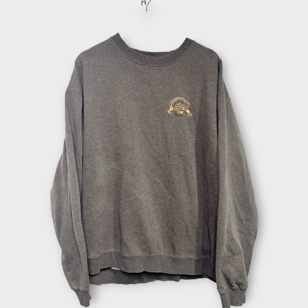 Cabela's Men XL Gray Pullover Sweatshirt Embroidered Casual Workwear
